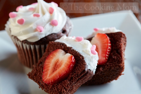 Chocolate Strawberry Stuffed Cupcakes