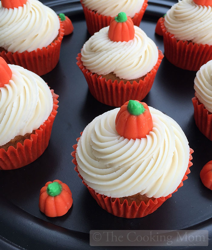 Pumpkin Cupcakes with Maple Cream Frosting
