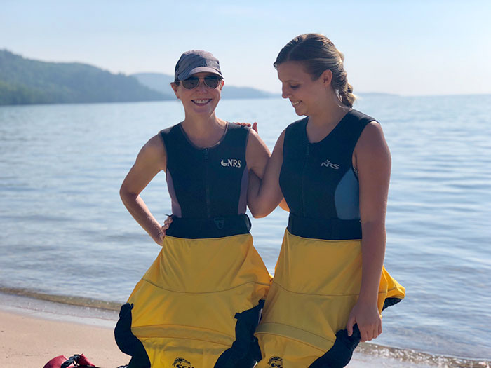 Amy and Ireland in Kayak Gear