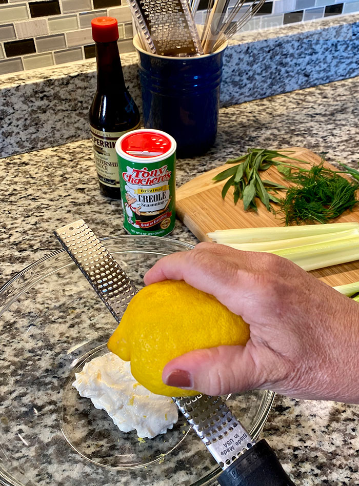 Add lemon zest to mayonnaise