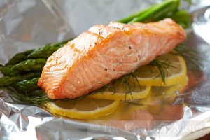 Foil Packet Salmon and Asparagus